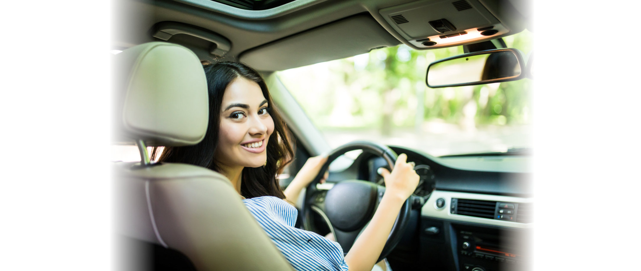 Woman driving car